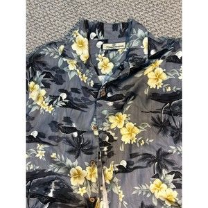 Tommy Bahama Mens S Navy Hawaiian Floral Shirt 100% Silk